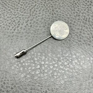 Kirk Pewter Stick Pin Engraved Floral Silver Tone 2.25" Hat Lapel Womens Fashion